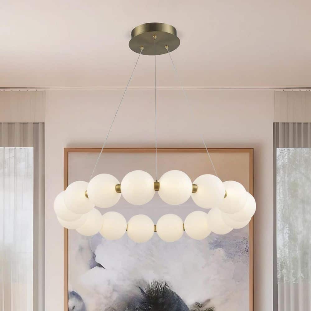 25.5 in. 16-Light Round Integrated LED Pendant Light Fixture with Acrylic Globe Shades price history on PriceWatchPro