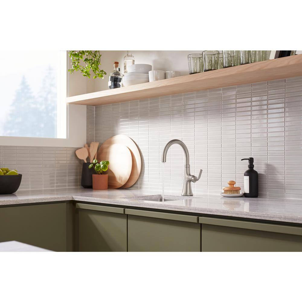 Sleek Satin Stainless Steel 12.25" Modern Bar Faucet