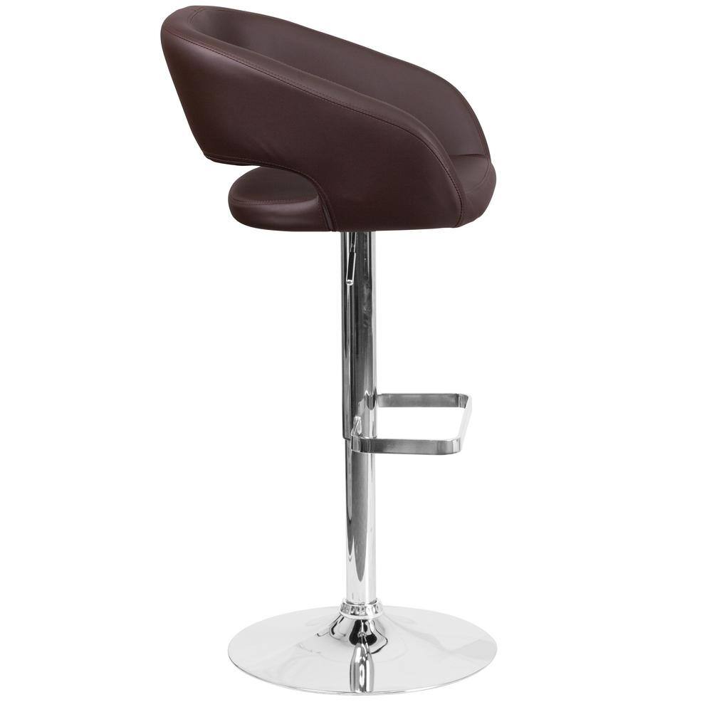 Erik Brown Vinyl Adjustable Swivel Barstool with Chrome Base