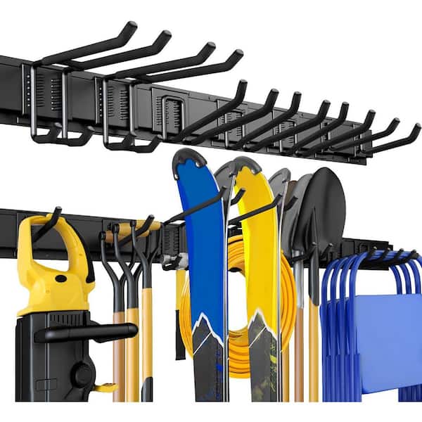 48 in. Heavy Duty Metal Garage Wall Mount Tool Organizer 440 lbs. Adjustable Hooks Garden Storage System