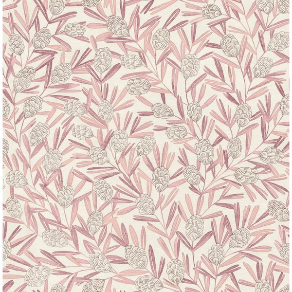 A-Street Prints Zulma Pink Decorative Botanical Wallpaper Sample