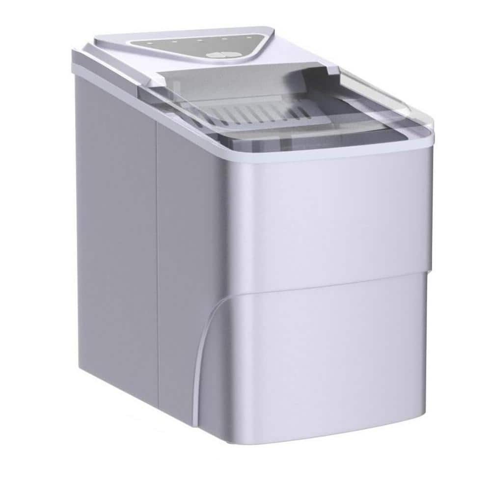 8.7 in. 26 lb. Bullet Ice Maker Portable Ice Maker with Ice Scoop and Basket, 2 Sizes of Bullet Ice in Stainless Steel