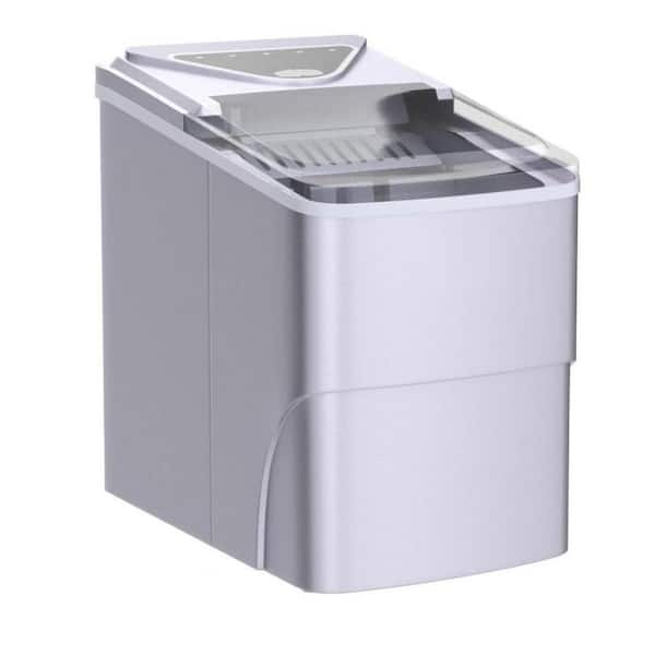 Adrinfly 8.7 in. 26 lb. Bullet Ice Maker Portable Ice Maker with Ice Scoop and Basket, 2 Sizes of Bullet Ice in Stainless Steel