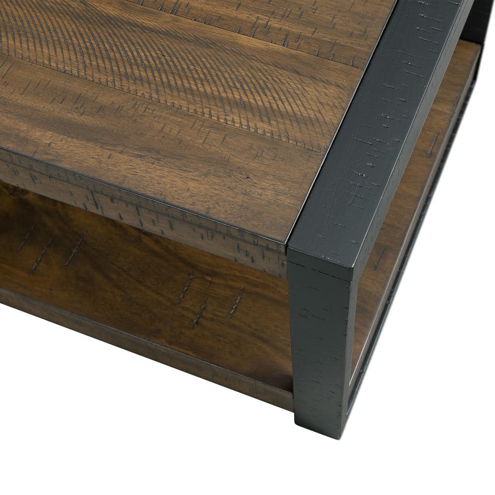 Enrico Rectangular Walnut Coffee Table with Black Metal Legs