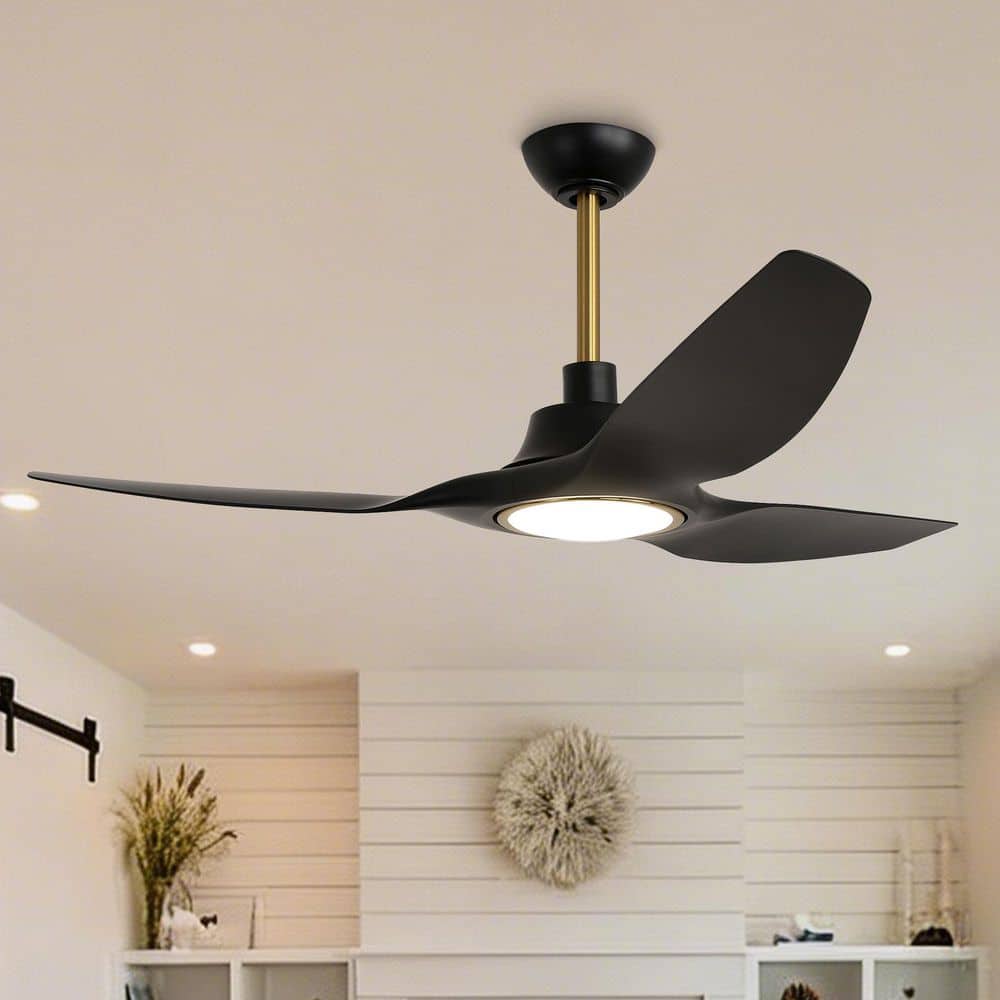 IHOMEadore 52 in. Indoor Standard Downrod Mount Matte Black 3-Blade ...
