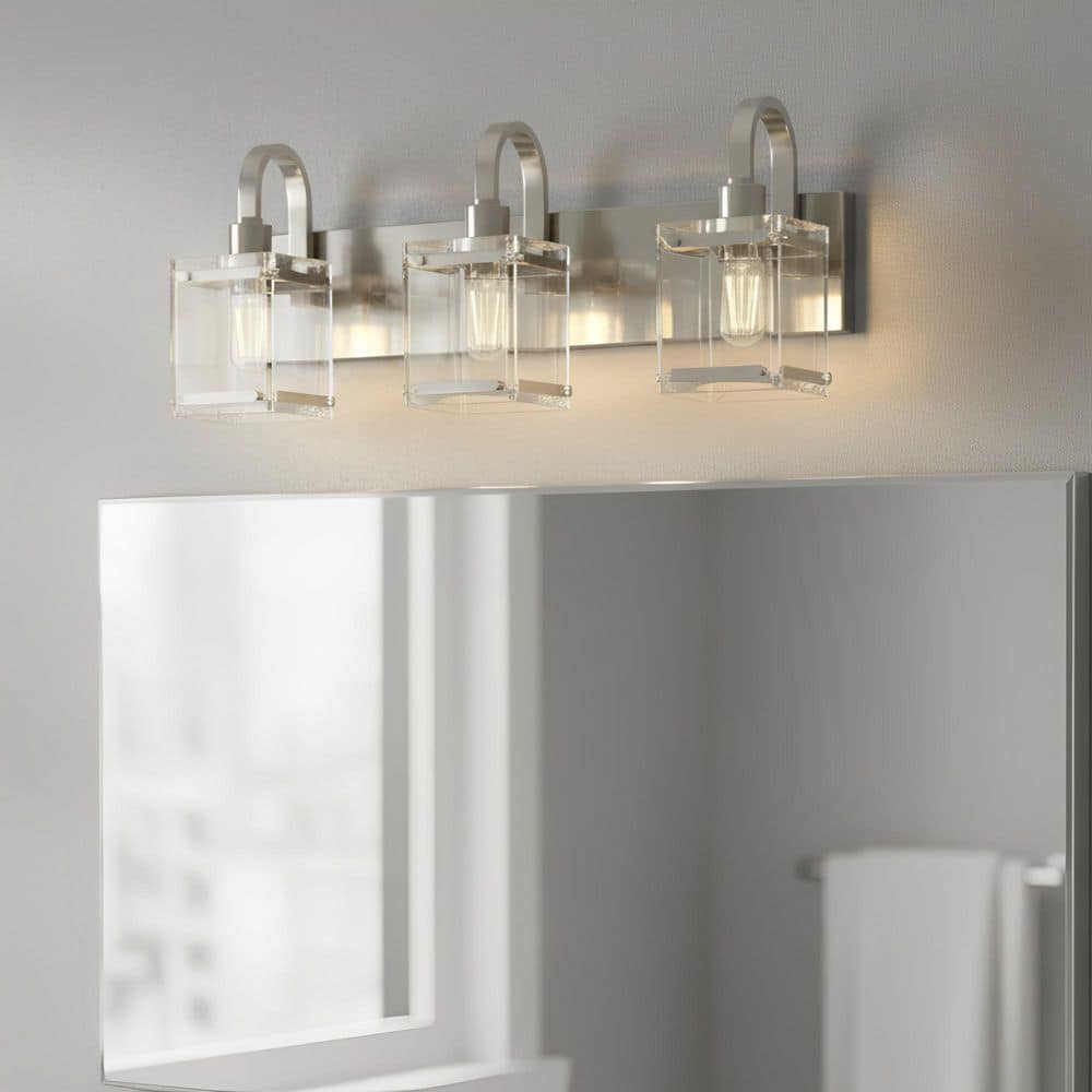 YANSUN 24 in. 3-Light Brushed Nickel Bathroom Vanity Light, Modern