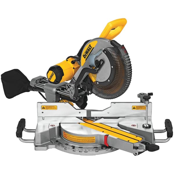 Photo 1 of 15 Amp Corded 12 in. Double Bevel Sliding Compound Miter Saw, Blade Wrench & Material Clamp