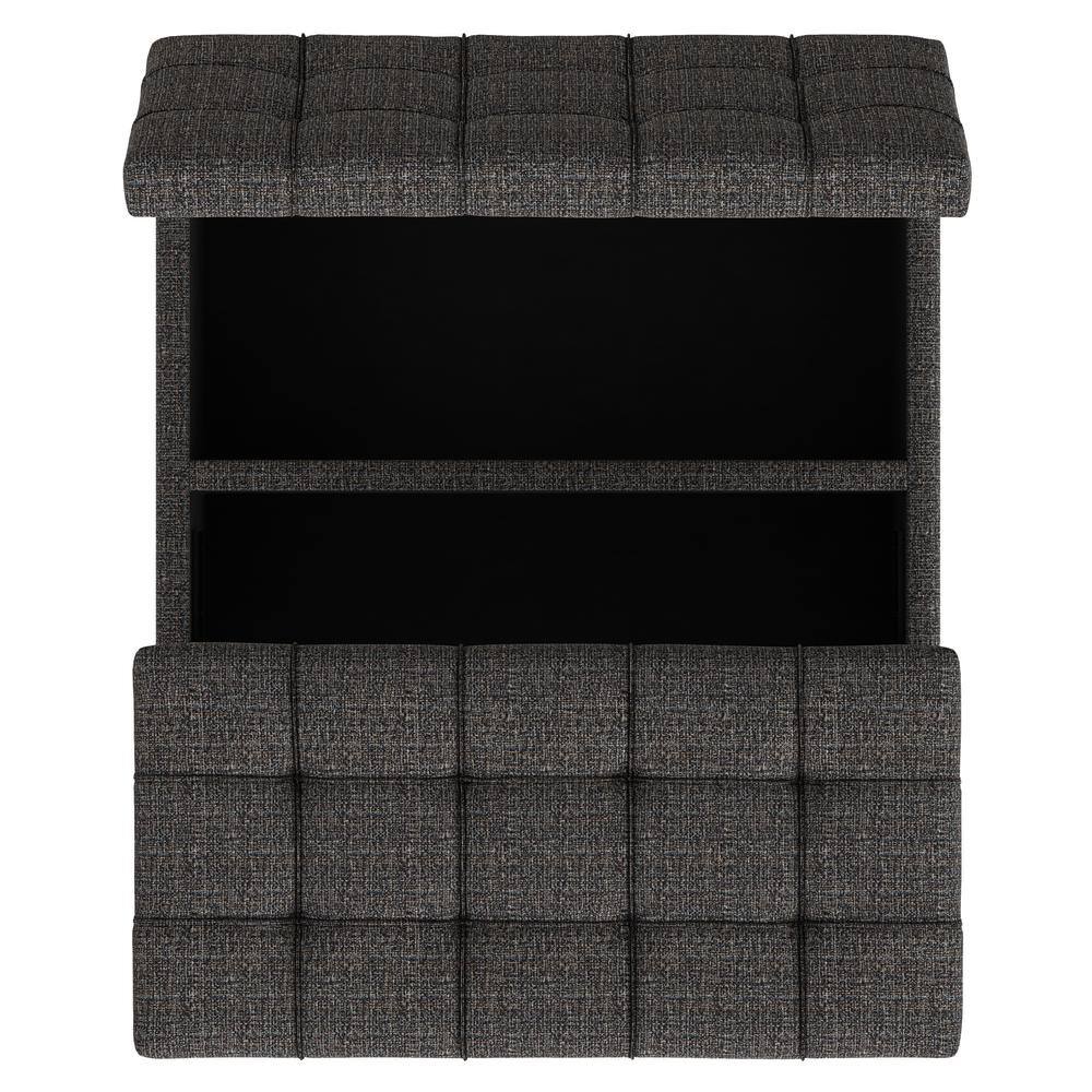 Ebony Tweed Tufted Square Storage Ottoman Coffee Table