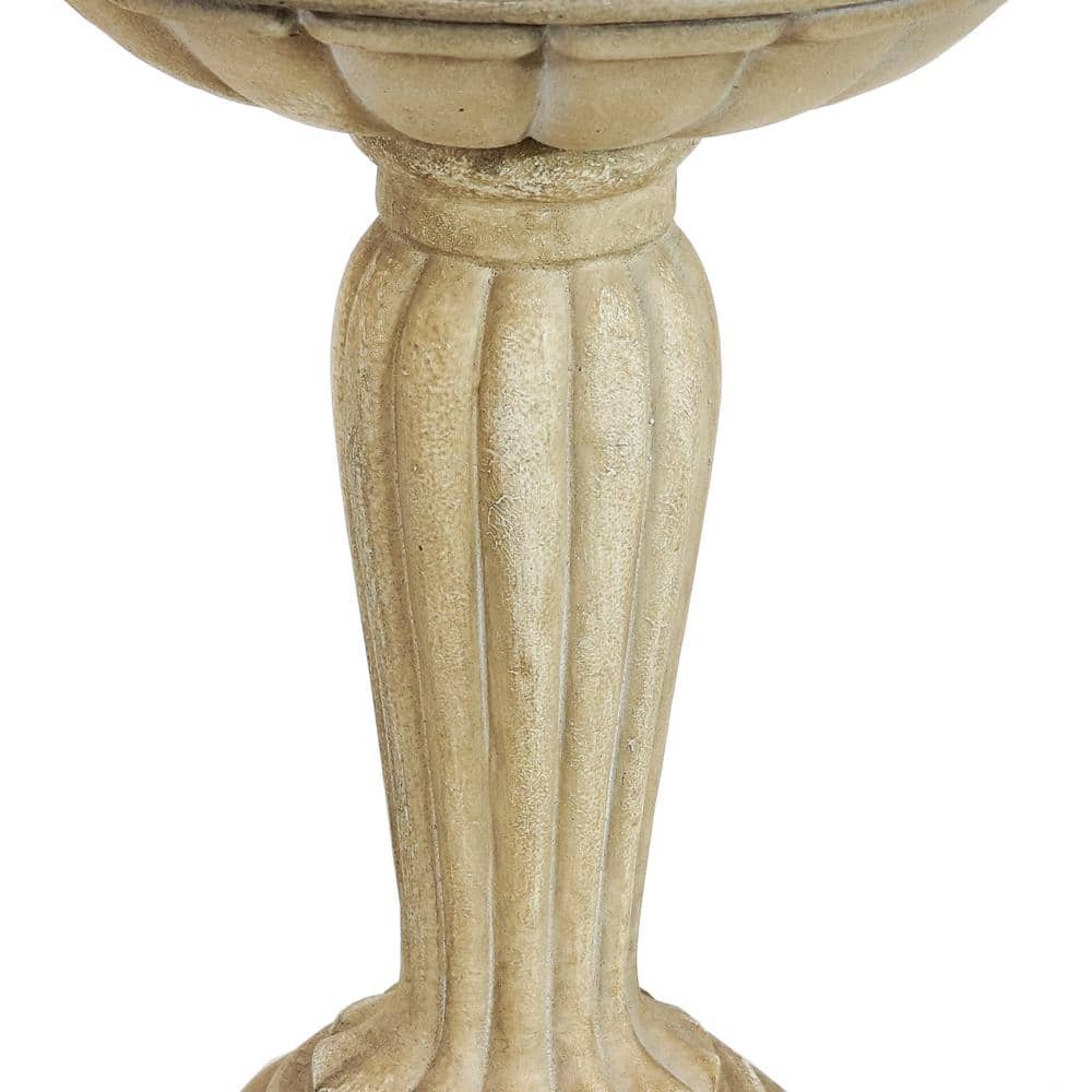 Cream Grecian Column Glass Fiber Reinforced Concrete Bird Bath