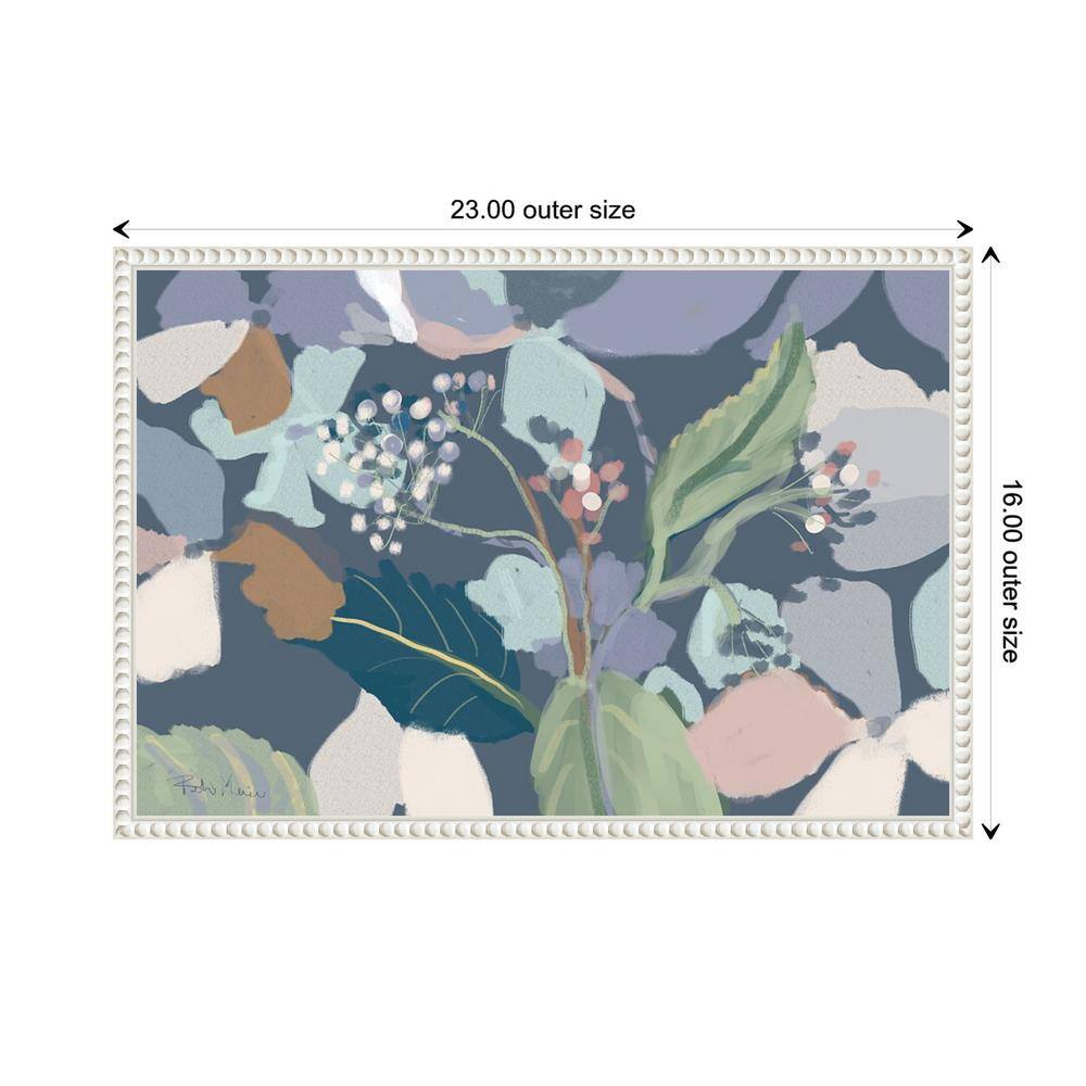 Floral Abstract Botanical Print on Canvas with White Frame