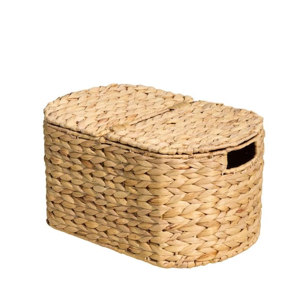 Eco-Friendly Multi-Use Brown 16.1 in. x 8.3 in. Brown Wicker Decorative Basket with Breathable Design for Indoor