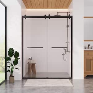 60 in. W x 76 in. H Double Sliding Framed Shower Door in Matte Black with 3/8 in. (10 mm) Clear Glass