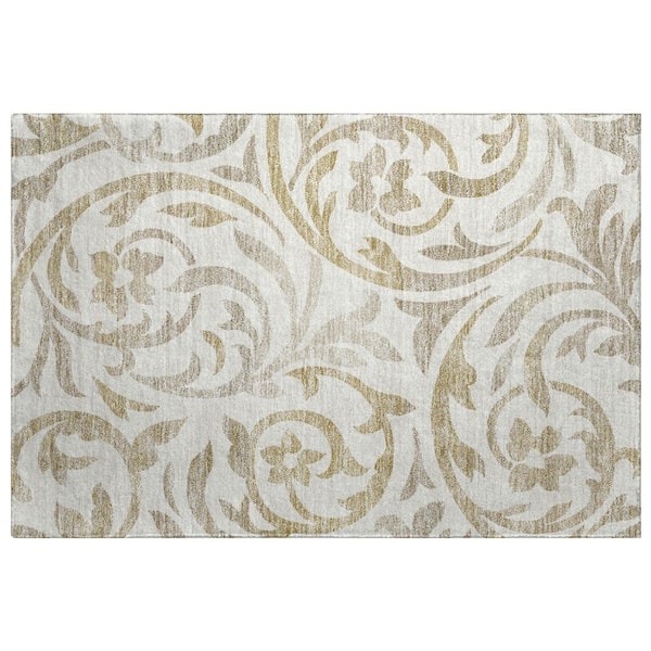 Dream Shag Premium Machine Washable Abstract ADS764 Ivory 2 ft. x 3 ft. Accent Rug