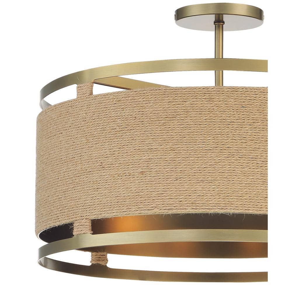 Windward Passage Soft Brass 4-Light Semi-Flush Drum Ceiling Light