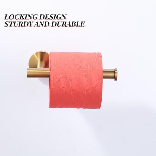 Wall Mounted Round Stainless-Steel Toilet Paper Holder in Brushed Gold