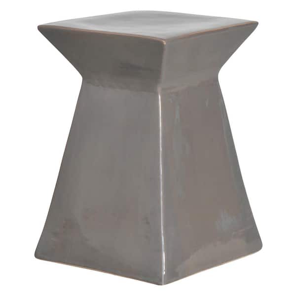 Upright 18 in. H Gray Square Ceramic Garden Stool