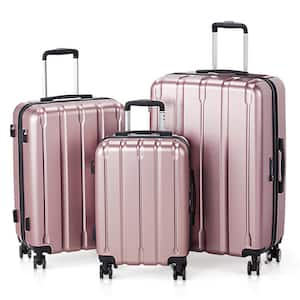 3-Piece 20 in. 24 in. 28 in. Pink ABS&PC with Spinner Carry on Hardshell Lightweight Luggage Set