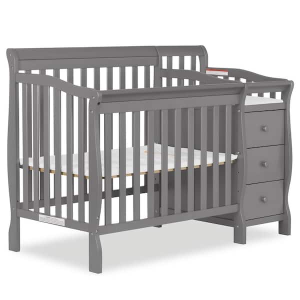 Dream On Me Jayden 4-in-1 Steel Grey Mini Convertible Crib And Changer