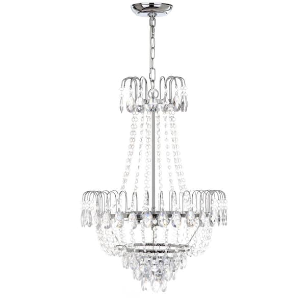 Sonja 3-Light Chrome/Clear Beaded Empire Hanging Pendant Lighting