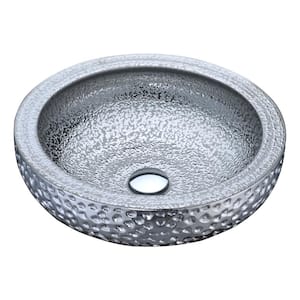 Regalia Series Round Glass Vessel Sink in Speckled Silver