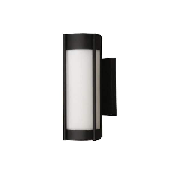 Cedar Lane Matte Black Outdoor Line Voltage Hardwired Porch Light Wall Sconce with Smart Integrated LED
