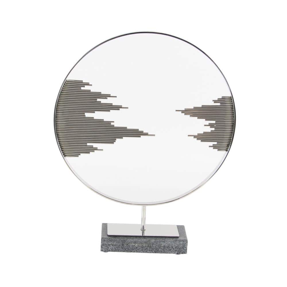 Contemporary Black Stainless Steel Geometric Statue, 19" x 23"