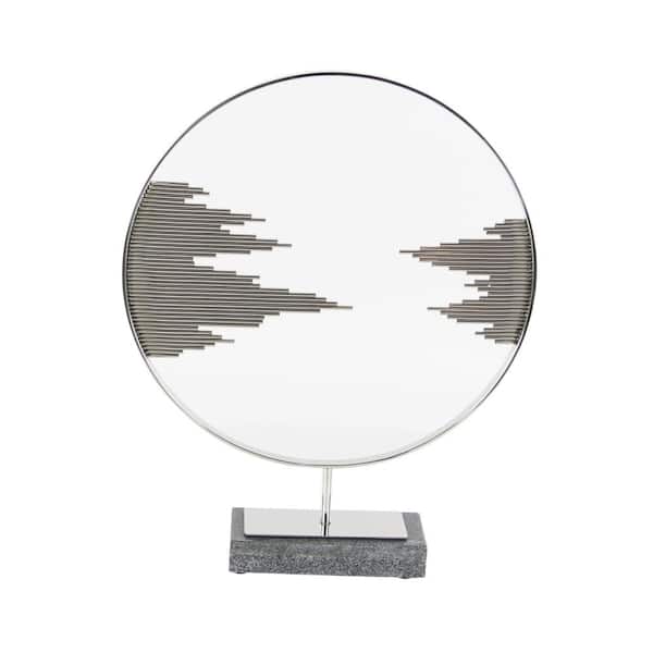 Litton Lane 4 in. x 23 in. Black Stainless Steel Geometric Sculpture with Stand