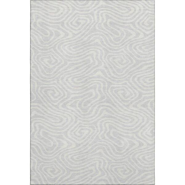Mayfield Premium Machine Washable Abstract AMF1020 Silver 10 ft. x 14 ft. Area Rug