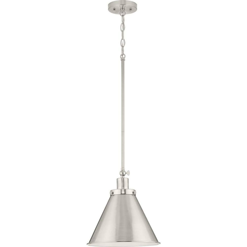Hinton Vintage Brushed Nickel 12" Industrial Pendant Light