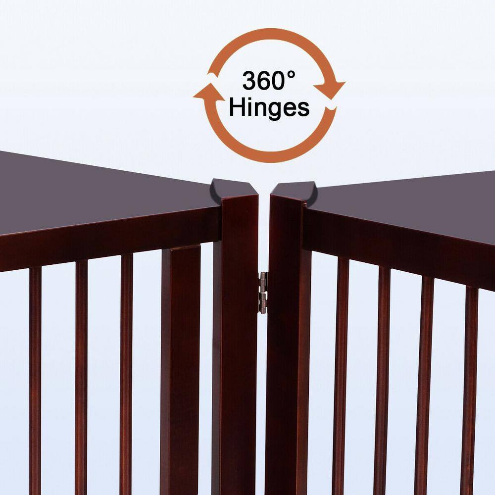 24" Cherry Finish Pine Wood 3-Panel Folding Pet Gate