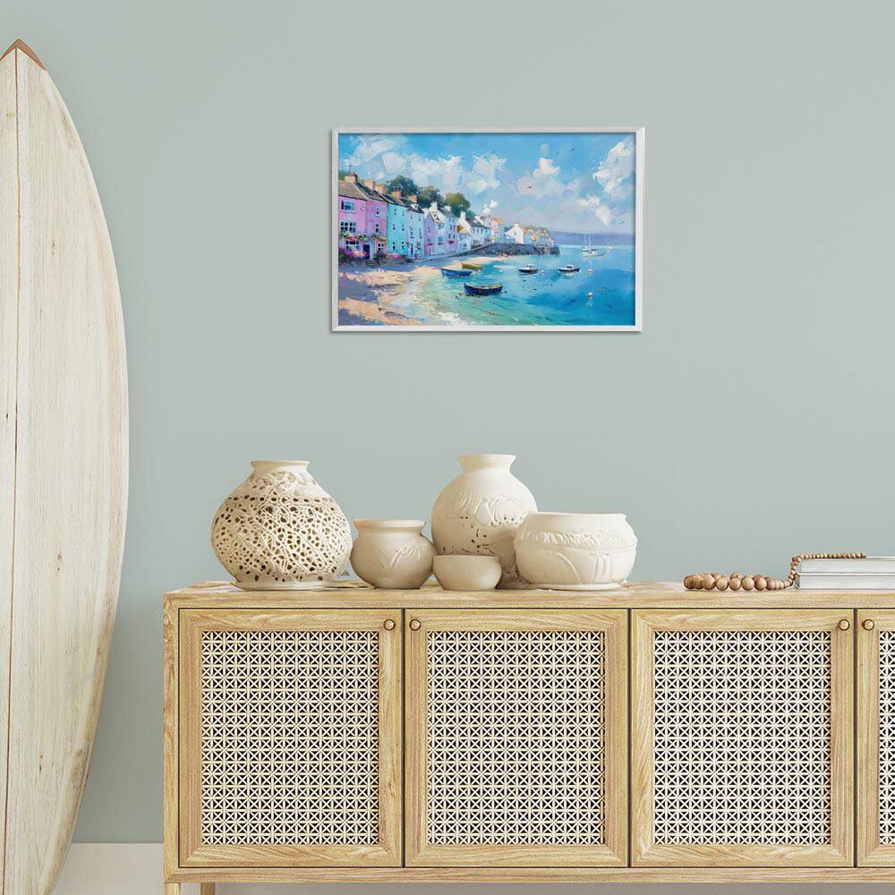 Seaside Village Cottages by LSR Design Studio White Framed Nature Giclee Art Print 16 in. x 24 in. price history on PriceWatchPro