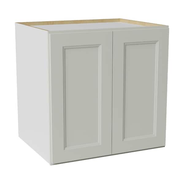 30 in. W x 24 in. D x 30 in. H Ready to Assemble Double Shaker Pantry Kitchen Cabinet in Laguna Grey