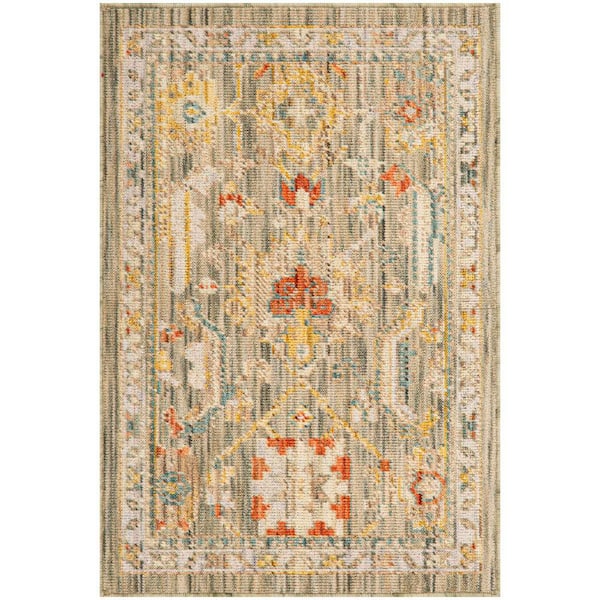 Antique Bloom Sage Multicolor 2 ft. x 3 ft. Medallion Traditional Area Rug