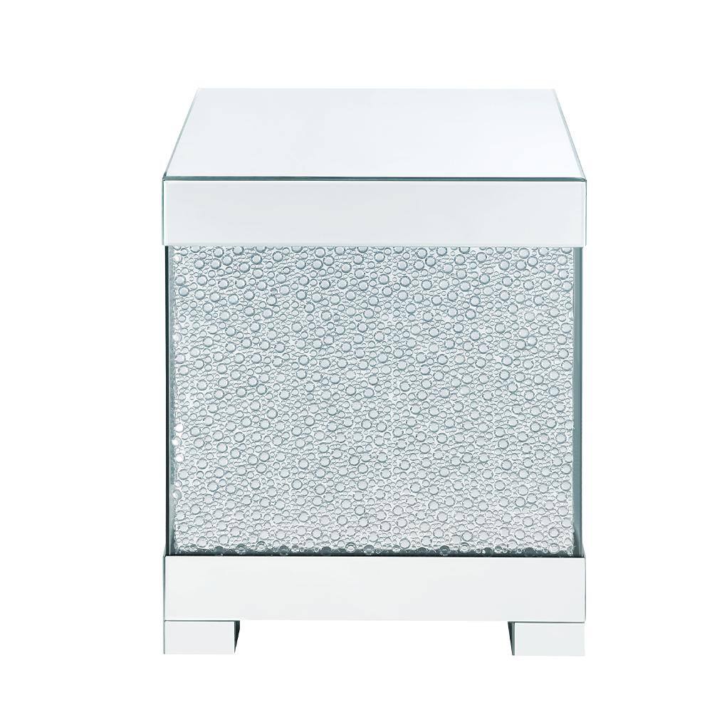 Mirrored Glass and Faux Crystal Rectangular End Table