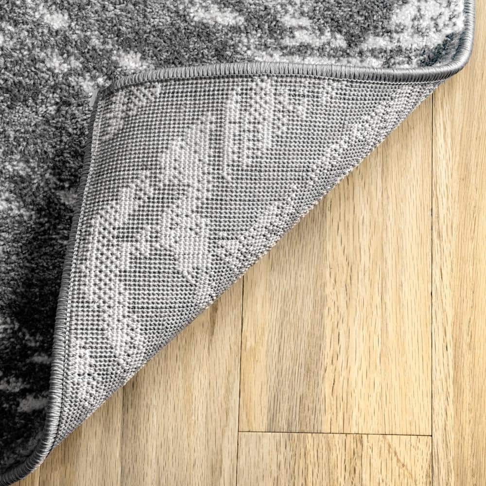 Dark Gray Synthetic Stain-Resistant Square Area Rug