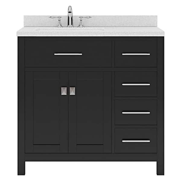 Virtu USA Caroline Parkway 36 in. W x 22 in. D x 35 in. H Single Sink Bath Vanity in Espresso with Quartz Top