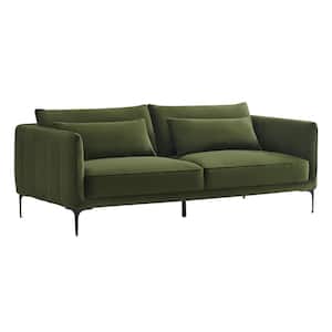 Petra 84 in. Mid Century Modern Green Velvet Sofa Upholstered Couch 3-Seat for Living Room