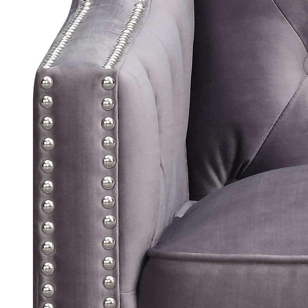 Teagan 30'' Gun Metal Gray Velvet Transitional Accent Chair