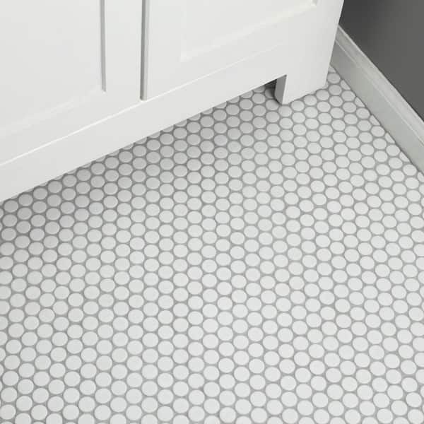 Penny Round Matte White Porcelain Mosaic Wall and Floor Tile