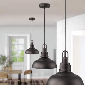 11 in. 1-Light Oil Rubbed Bronze Industrial Pendant Light with Metal Shade