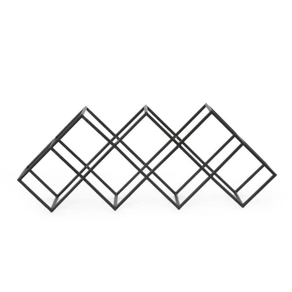 7-Bottle Matte Black Wine Rack with Diamond Slots