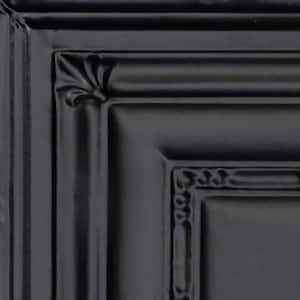 Take Home Sample - Eyelet Satin Black 1 ft. x 1 ft. Decorative Tin Style Lay-in Ceiling Tile (1 sq. ft./case)