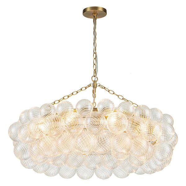HUOKU Neuvy 8-Light 32.7 in.W Brass Chandelier w/Swirled