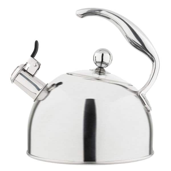 2.6 Qt. 10 Cups Stainless Steel Whistling Kettle with 3-Ply Base, Satin Finish