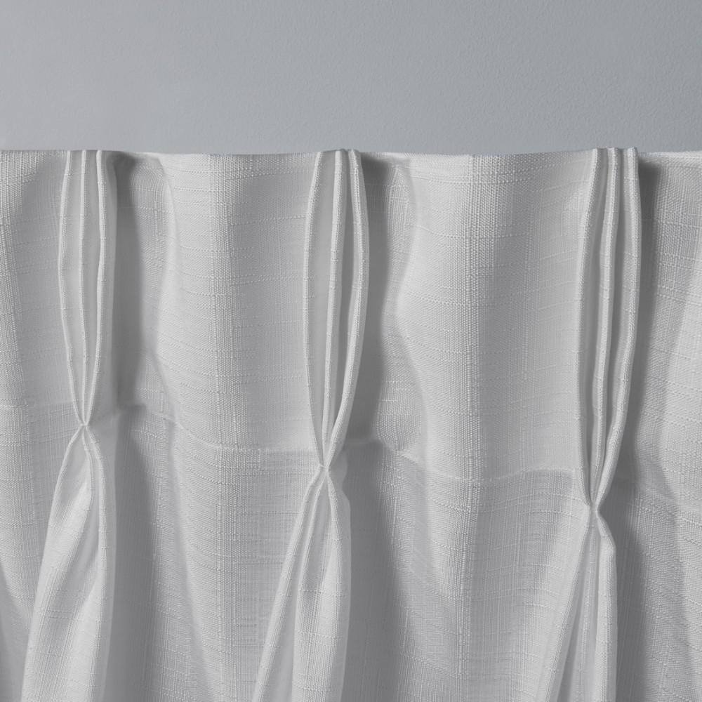 Winter White Light Filtering Linen Pleated Curtain Panels