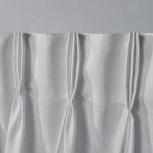 Loha Winter White Solid Light Filtering Triple Pinch Pleat / Hidden Tab Curtain, 27 in. W x 84 in. L (Set of 2)