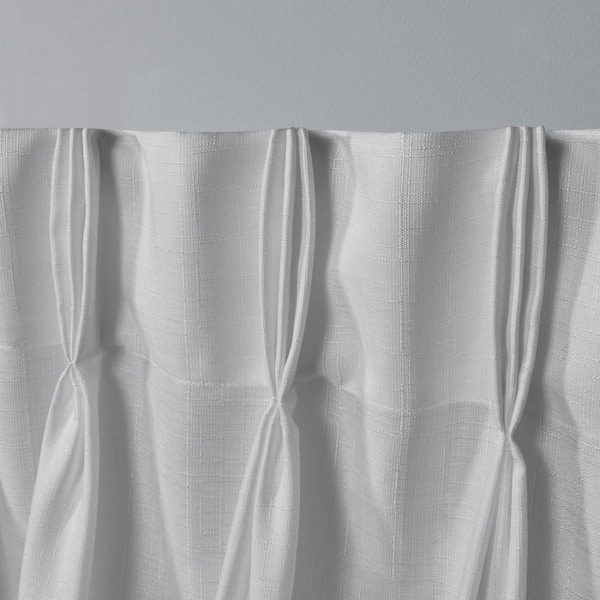 Loha Winter White Solid Light Filtering Triple Pinch Pleat / Hidden Tab Curtain, 27 in. W x 84 in. L (Set of 2)
