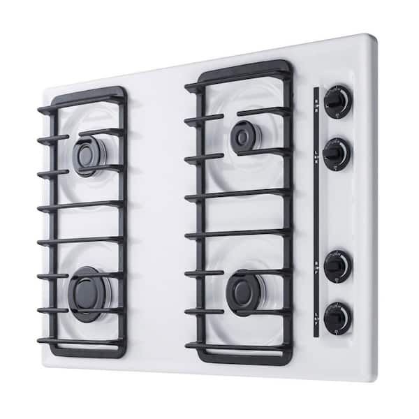 30 in. Gas Cooktop in White with 4 Burners