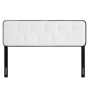 Collins Tufted in Black White Twin Fabric and Wood Headboard