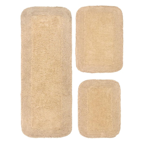 Radiant Collection 100% Cotton Bath Rugs Set, 3-Pcs Set with Runner, Linen